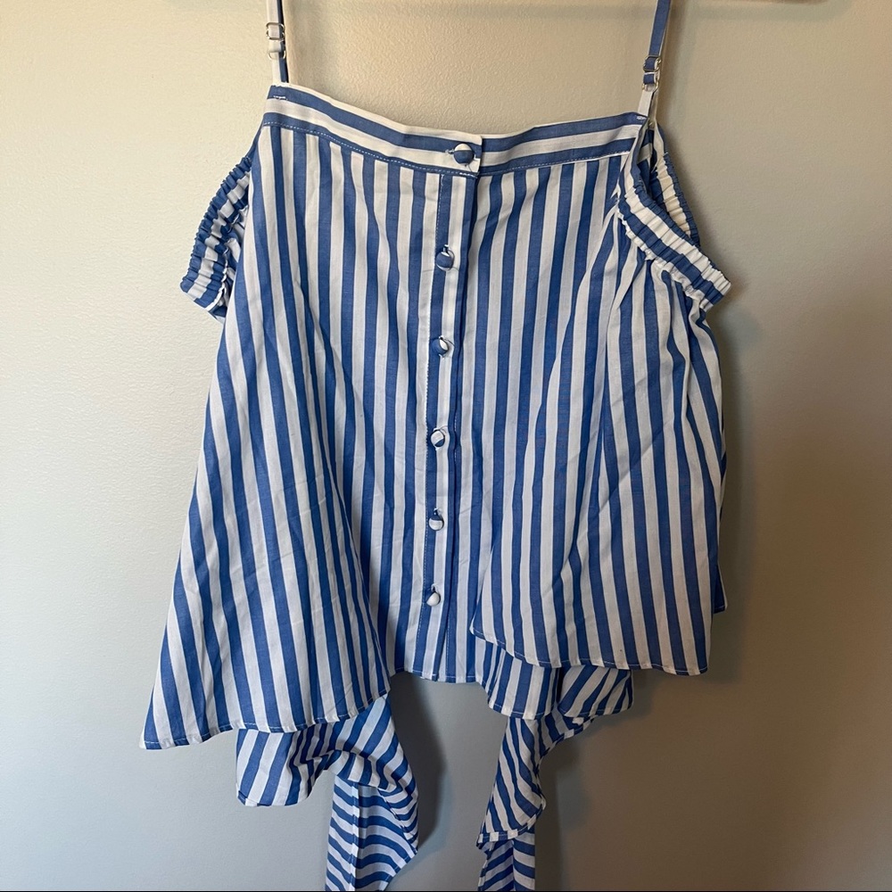 Striped Open-Shoulder Top - Picture 2 of 3